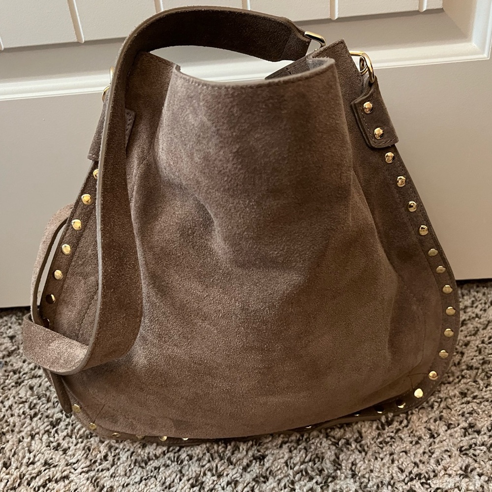 NWOT Classic Suede Hobo Bag in Brown with Stud Detail